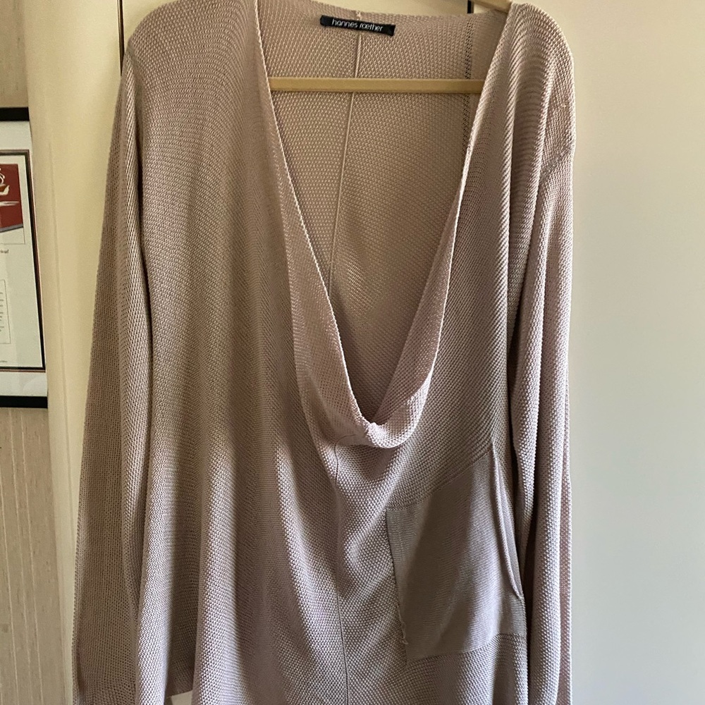 Full tan cotton knit cowel neck sweater